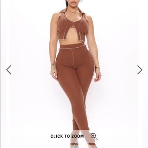 2 piece brown ribbed legging set